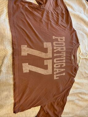 American Eagle Outfitters Portugal 77 Graphic T-Shirt in Brown